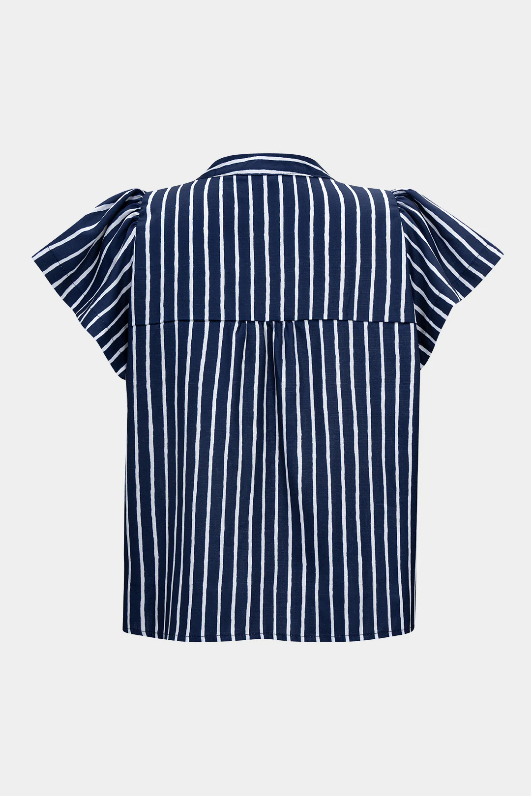 Stripes Print V-Neck Flutter Sleeve Shirt - Weenar