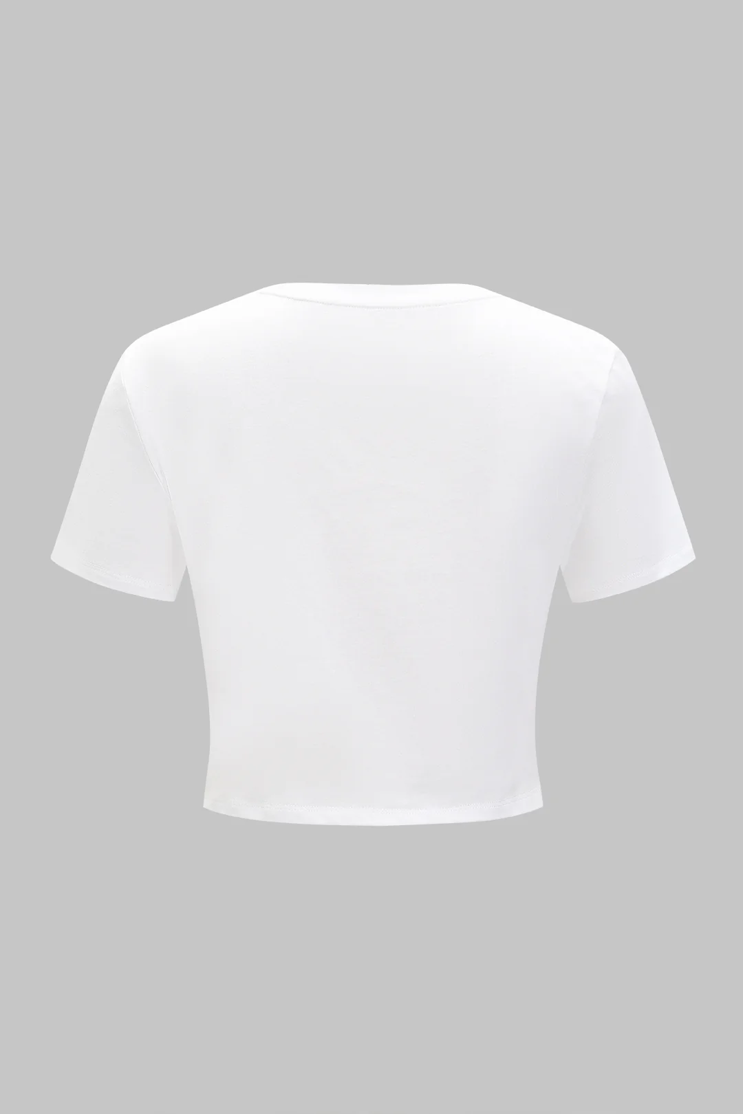 Metallic Decor Embroidery Ruched Short Sleeve T-Shirt - Weenar