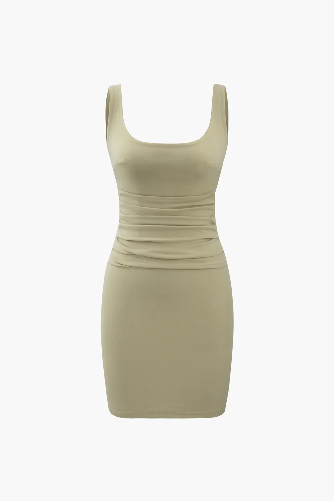 Square Neck Ruched Sleeveless Mini Dress - Weenar