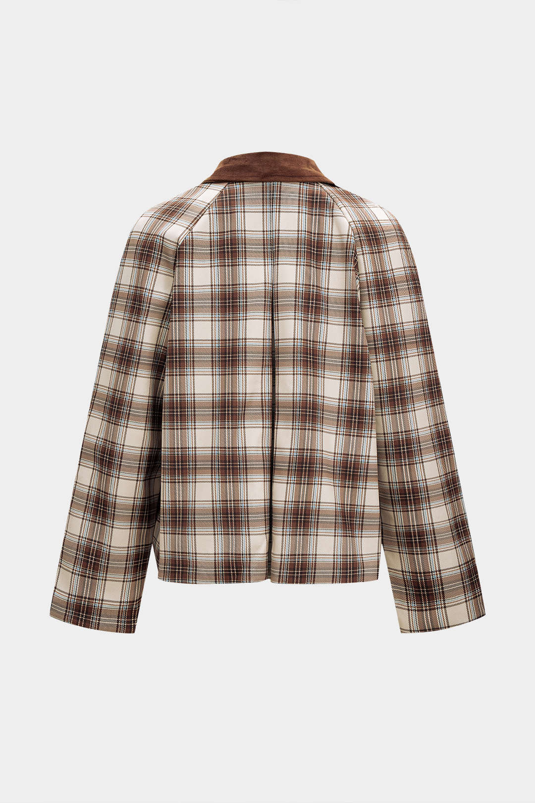 Plaid Print Zipper Pocket Jacket - Weenar