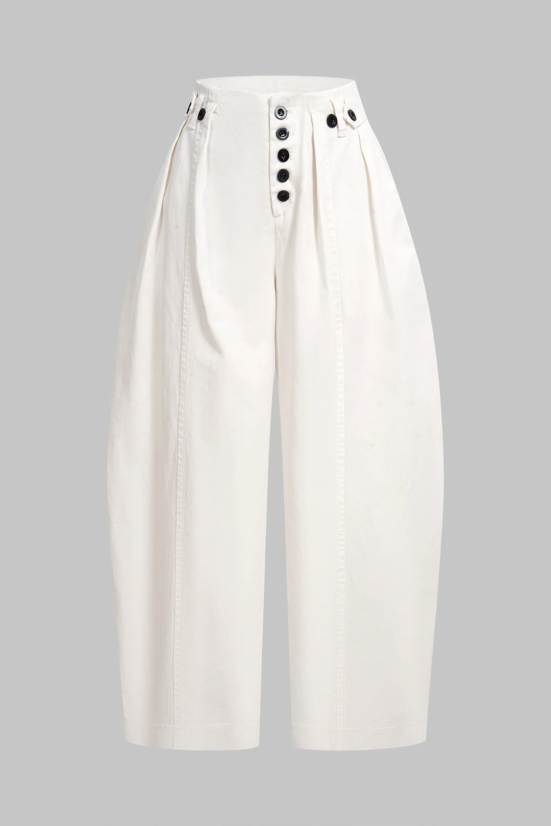 Button High Waist Wide Leg Pants - Weenar