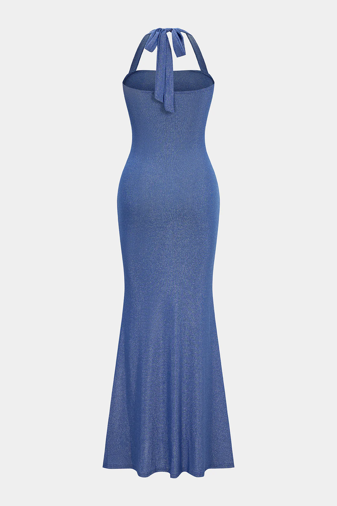 Textured Halter Tie Back Backless Sleeveless Maxi Dress - Weenar