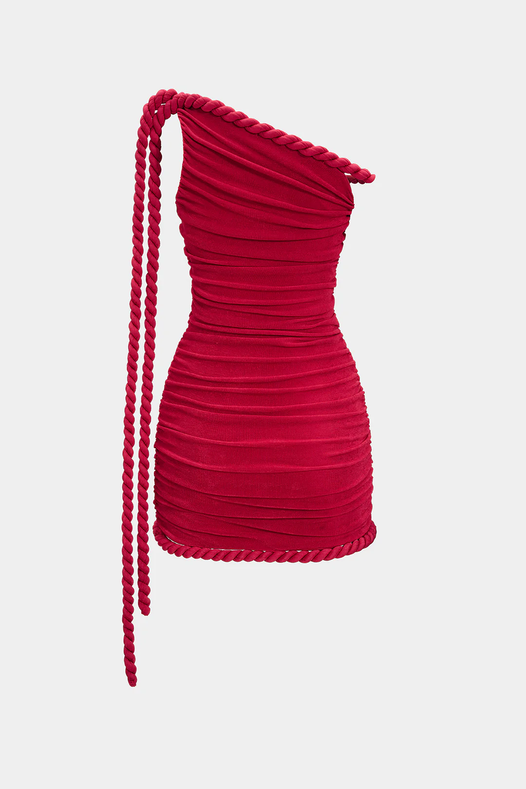 Ruched Asymmetrical Twist Knot Off Shoulder Sleeveless Mini Dress - Weenar