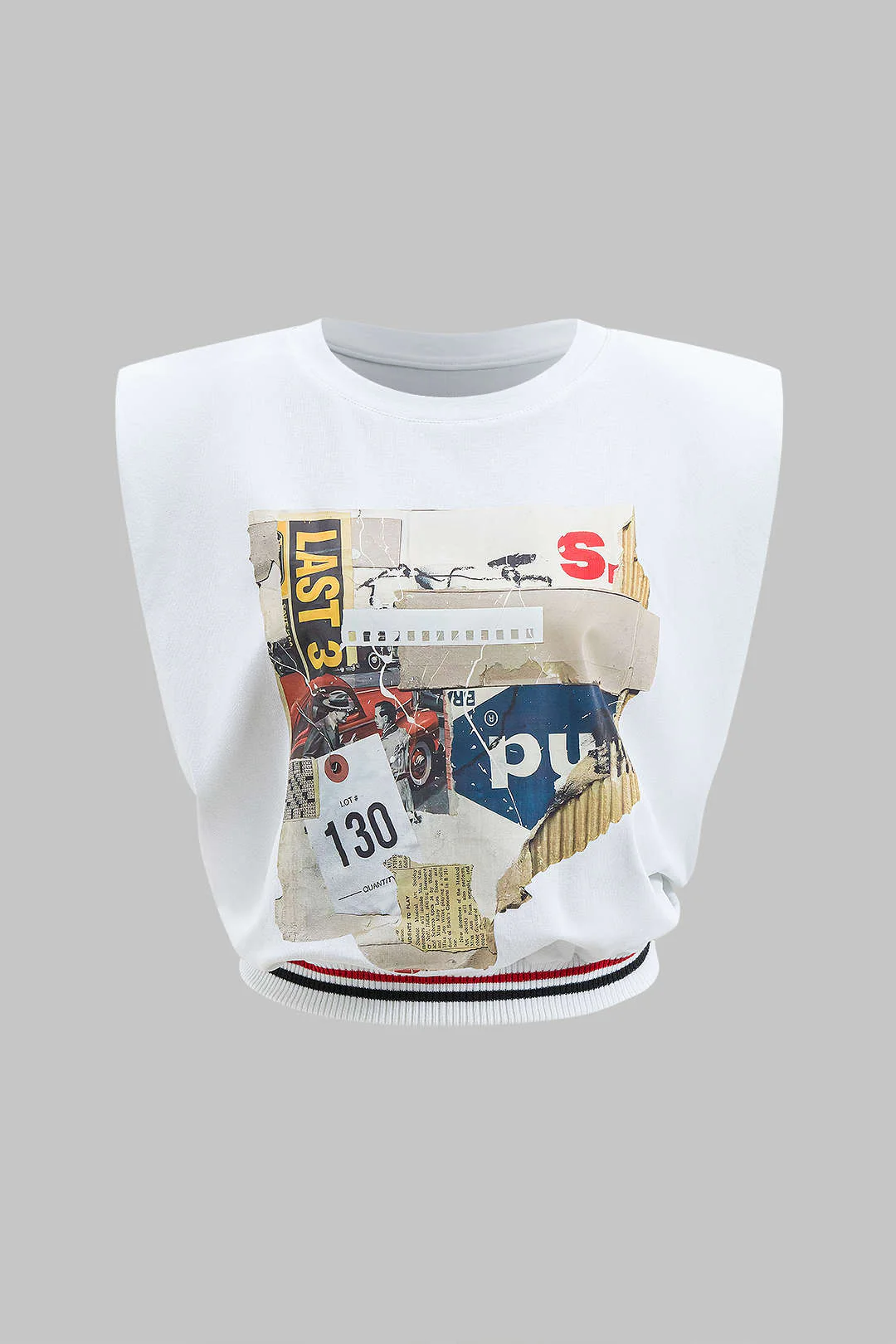 Car Letter Digital Pattern Print Loose Sleeveless T-Shirt - Weenar