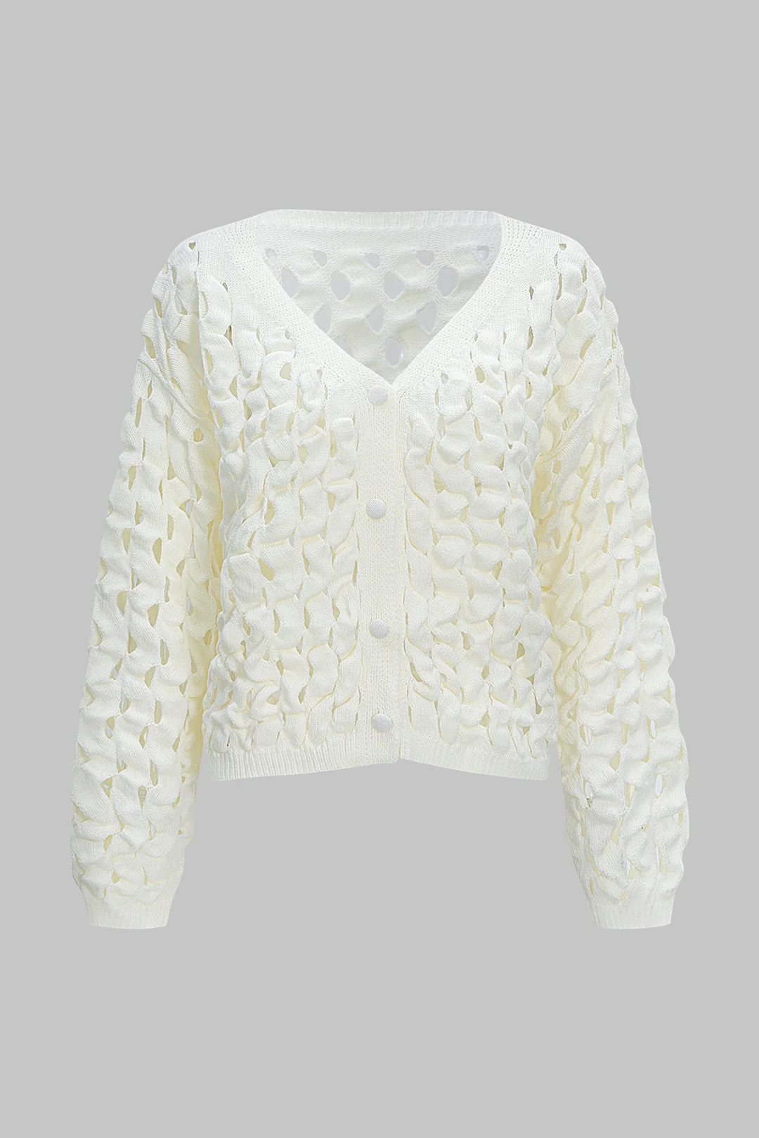 Knit Cut Out Sweater Cardigan - Weenar