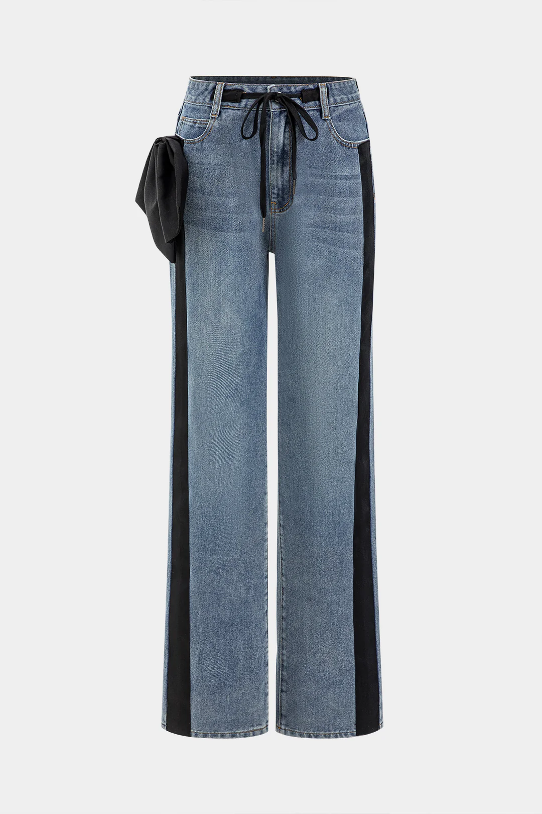 Bow Tie Patchwork Pocket Jeans - Weenar