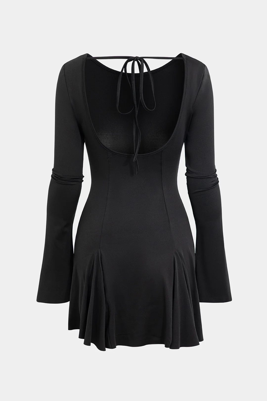 Tie-Back Long Sleeve Backless Mini Dress - Weenar