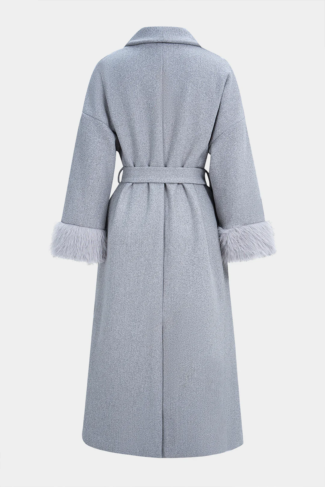 Woolen Tie-Up Open Front Long Coat - Weenar