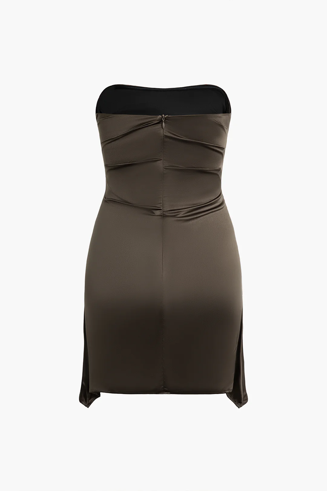 Ruched Zipper Strapless Sleeveless Mini Dress - Weenar
