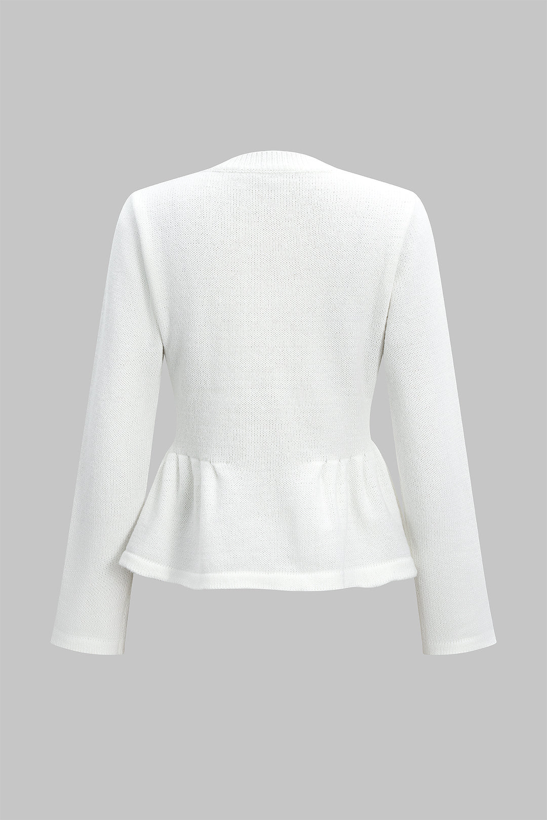 Knit Metallic Button Ruched Hem Cardigan - Weenar