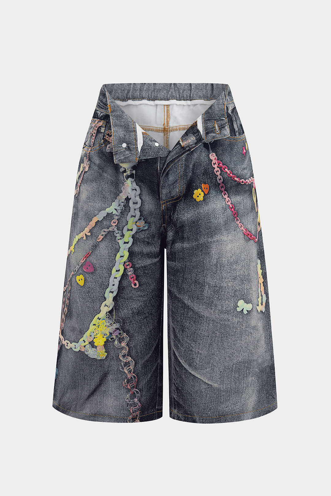 Chain Print  Wide Leg Shorts - Weenar