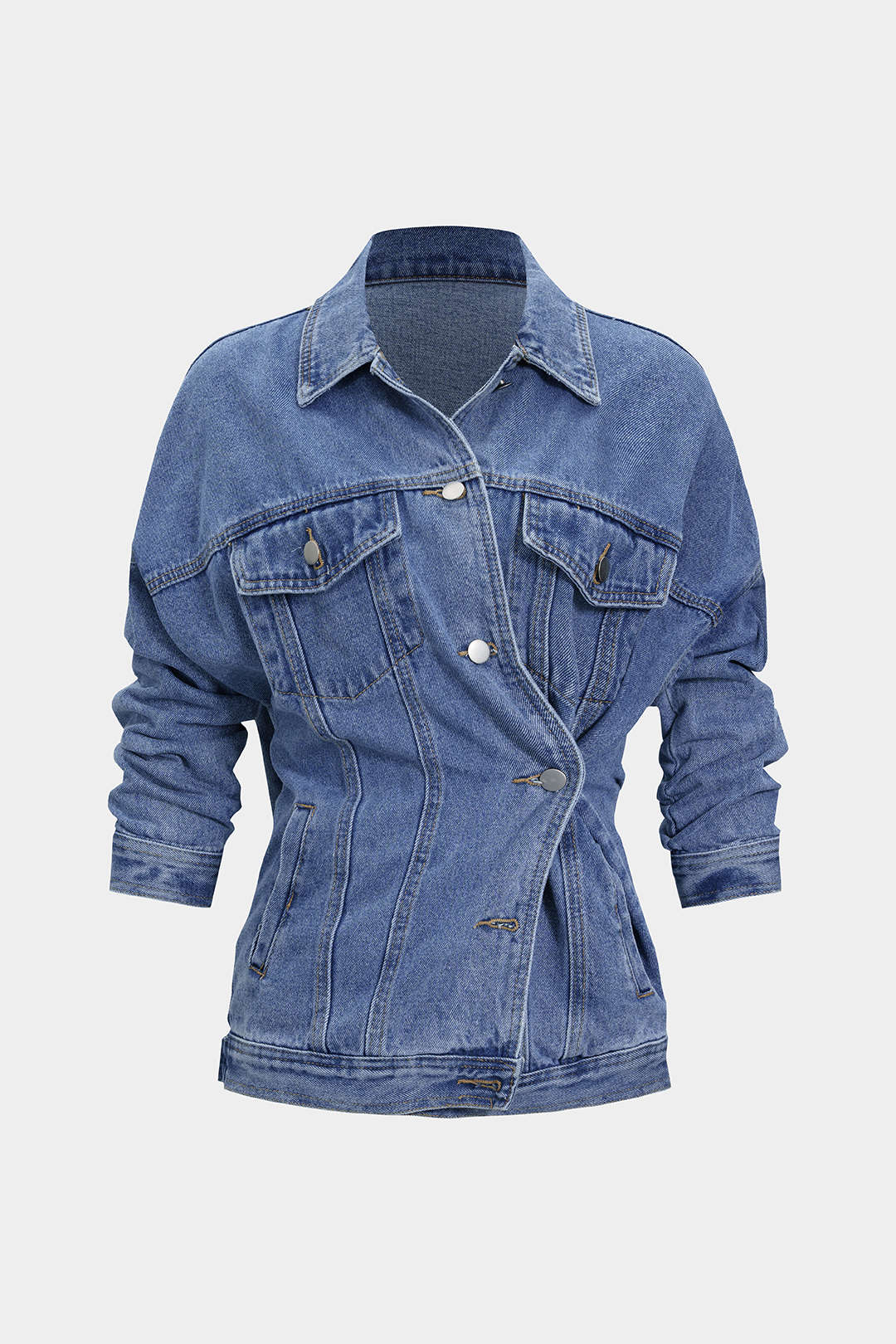Denim V-Neck Distressed Washed Outerwear - Weenar