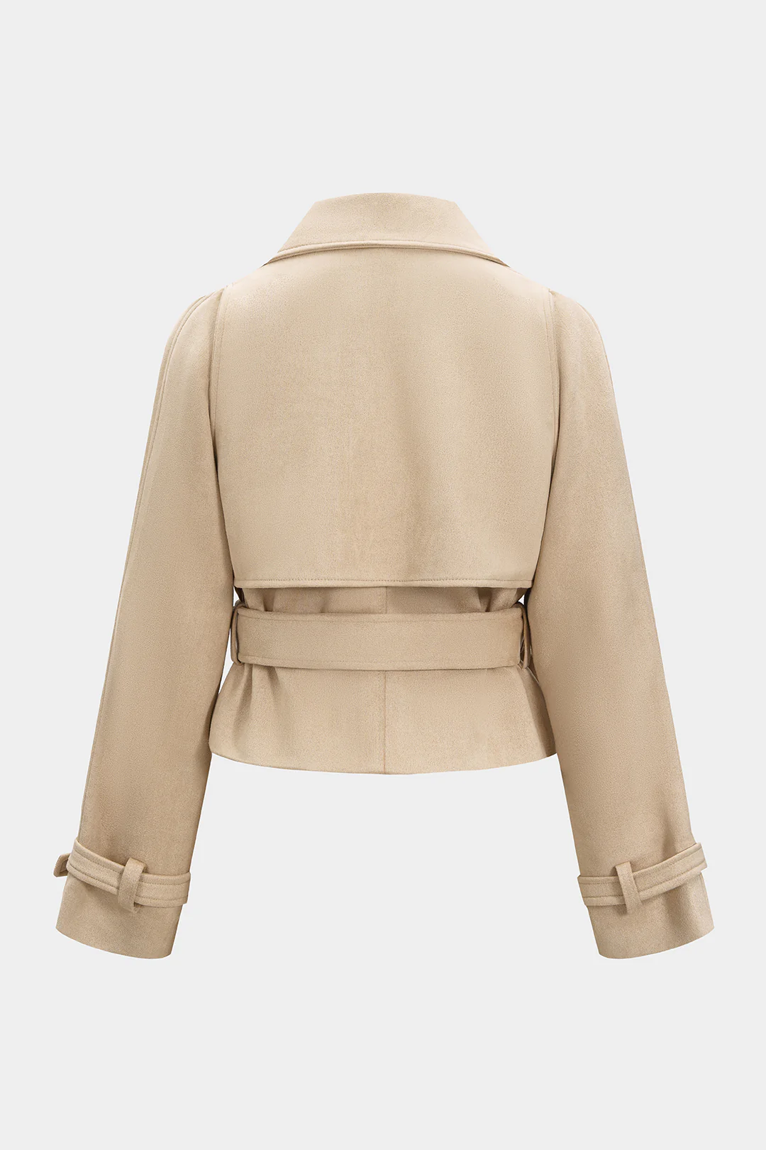 Suede Lapel Belted Jacket - Weenar