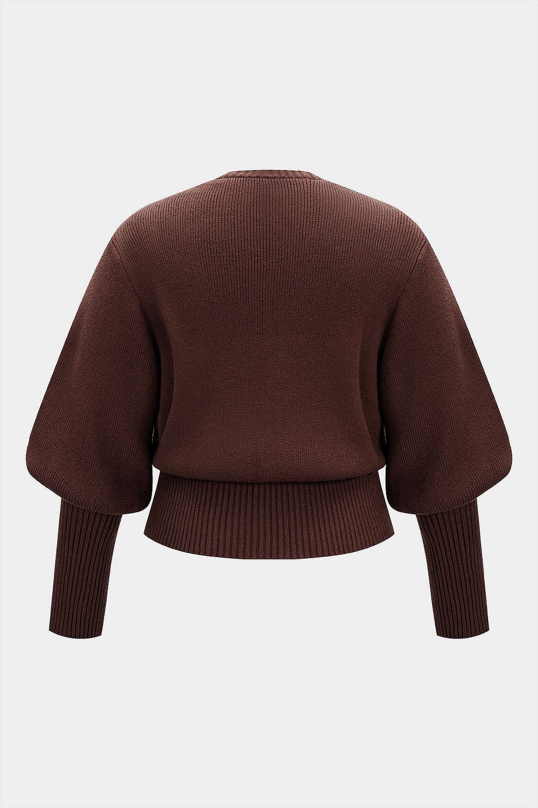 Plus Size Knit Round Neck Long-Sleeve Top - Weenar