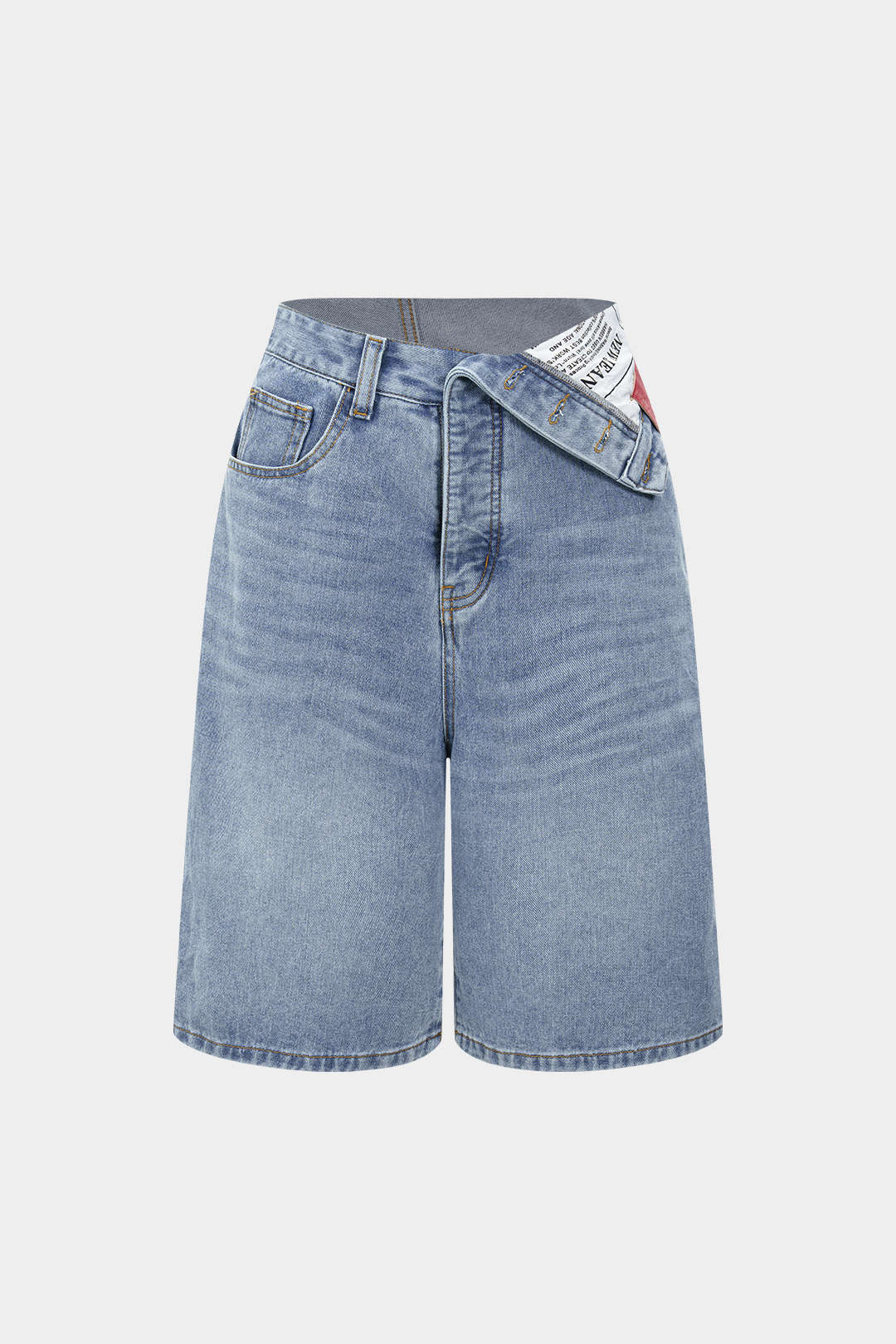 Denim Asymmetrical Pocket Shorts - Weenar