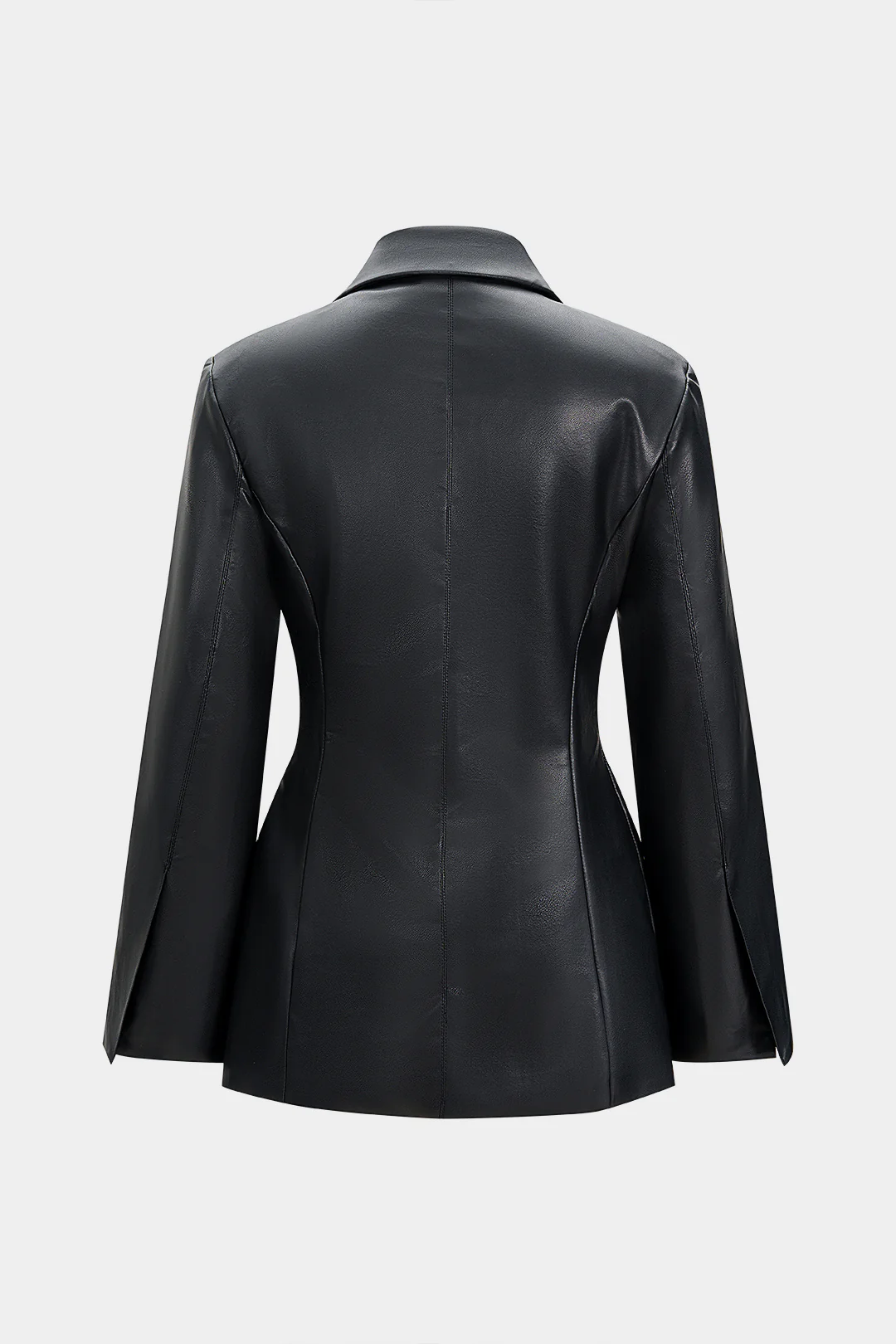 Faux Leather Button Blazer - Weenar