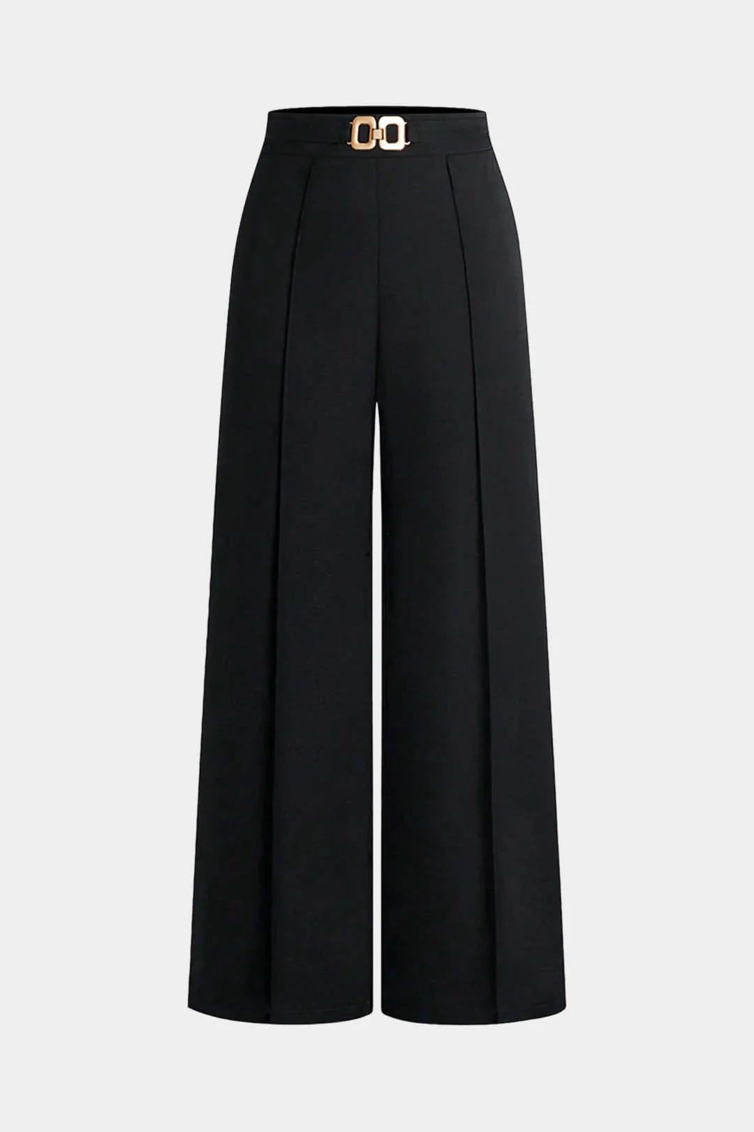 Solid Belted Wide-Leg Pants - Weenar