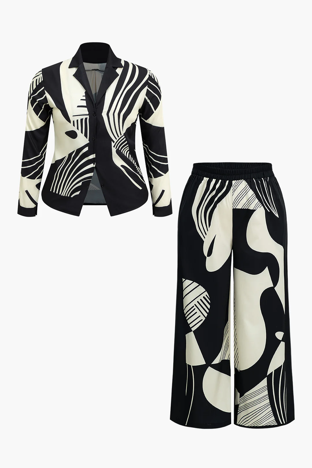 Plus Size Graffiti Print Button Trouser Set - Weenar