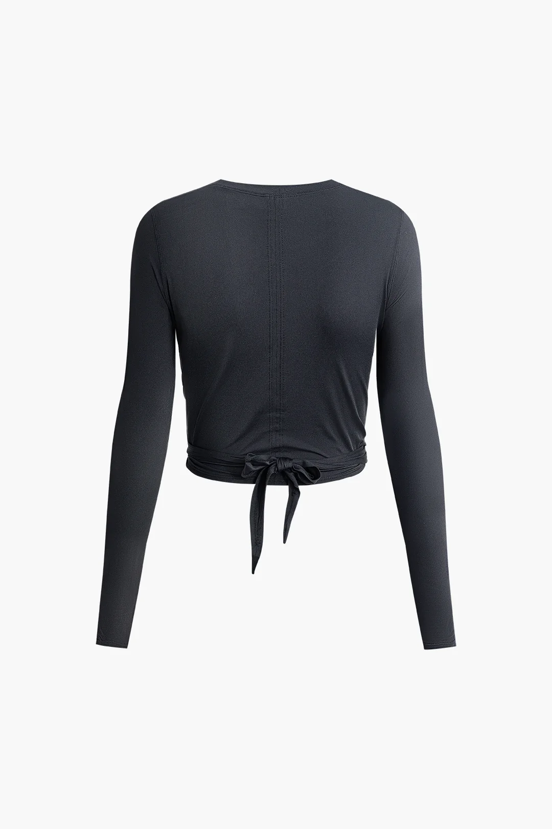 Ruched Crossed Tie Up Long-Sleeve Sports Top - Weenar