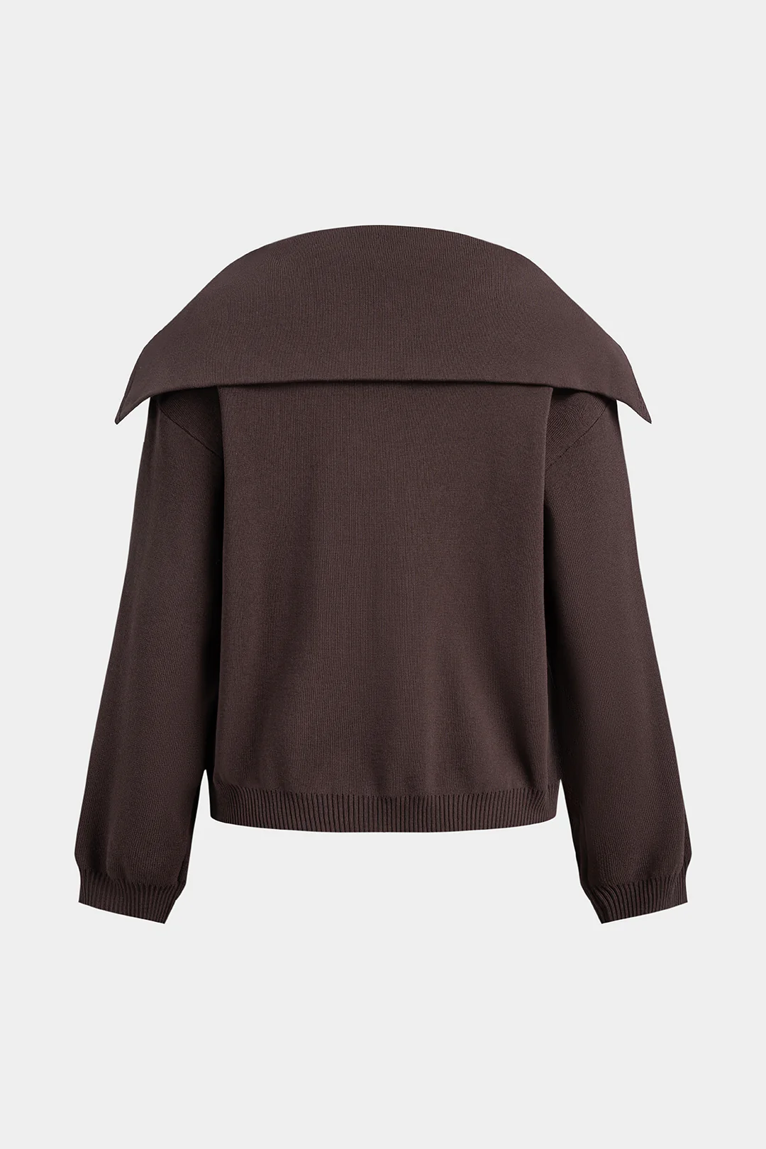 Knit Zipper Lapel Long Sleeve Top - Weenar