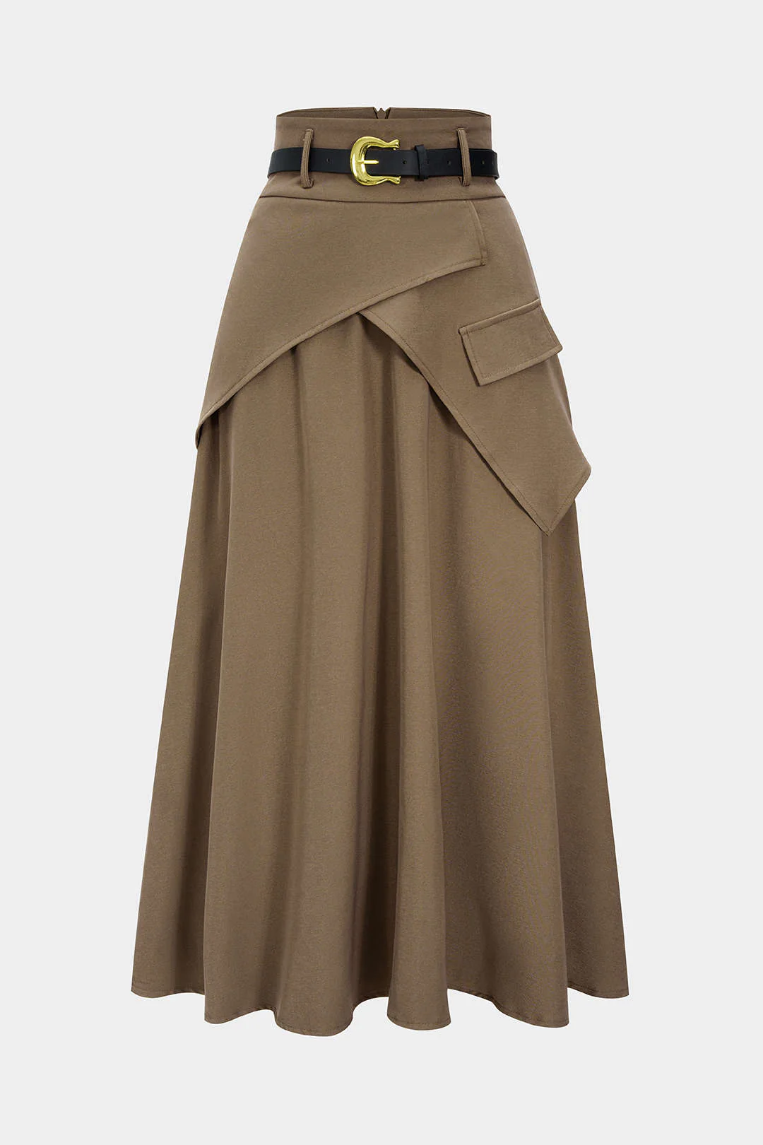 Belted Asymmetrical Ruched High Waist Skirt - Weenar