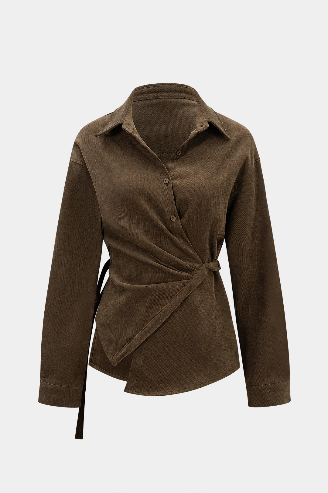 Asymmetrical Tie-Up Long-Sleeve Shirt - Weenar