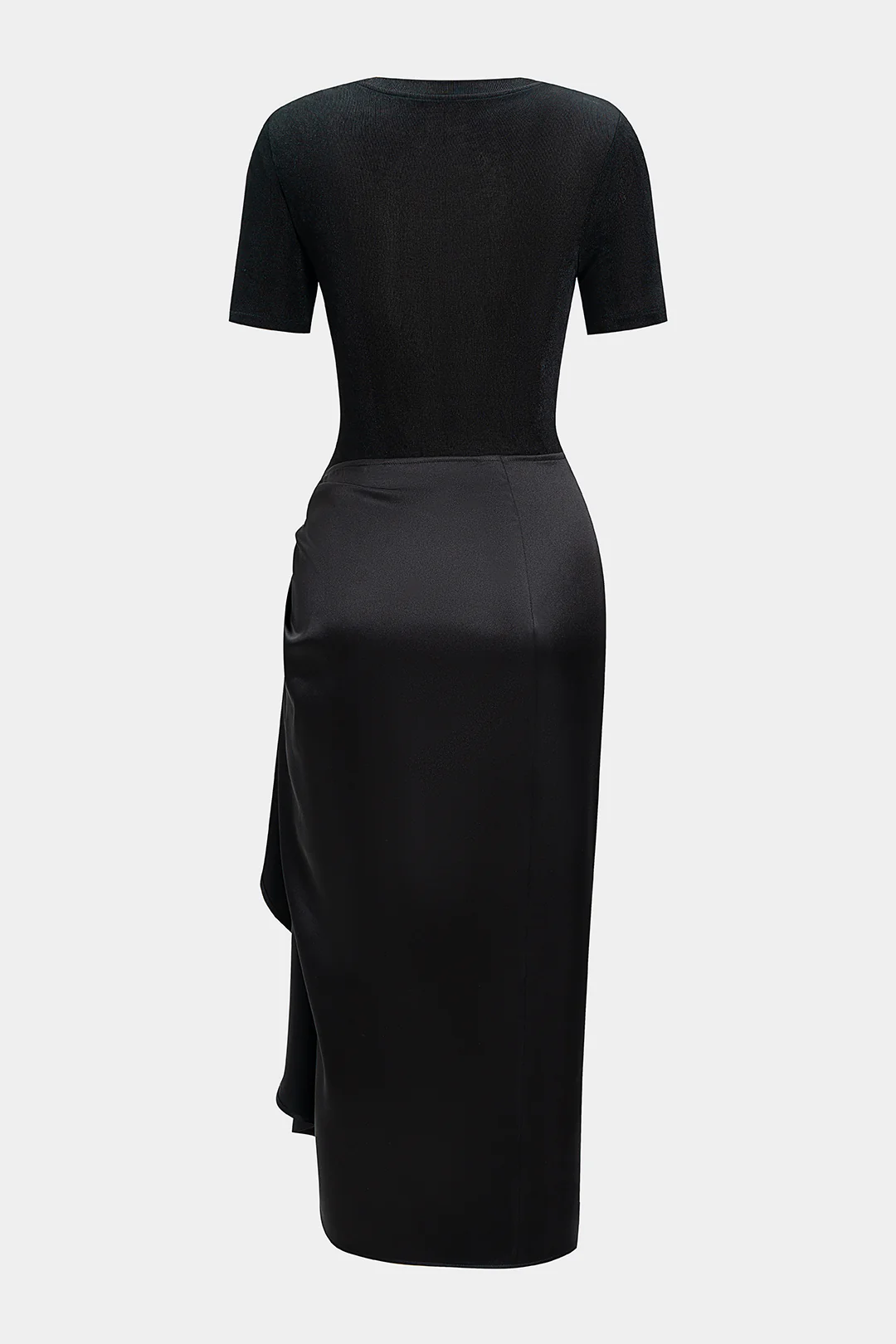 Metallic Decor Ruched Short Sleeve Midi Dress - Weenar