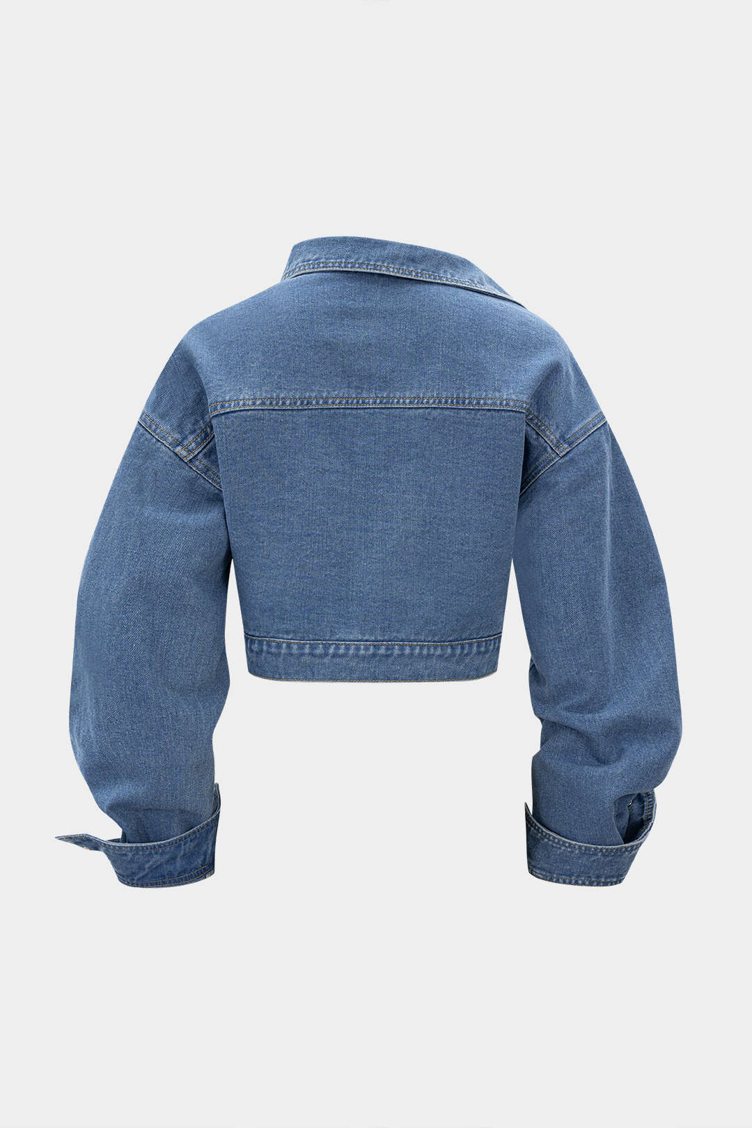Denim  Asymmetrical Zipper Long-Sleeve Top - Weenar