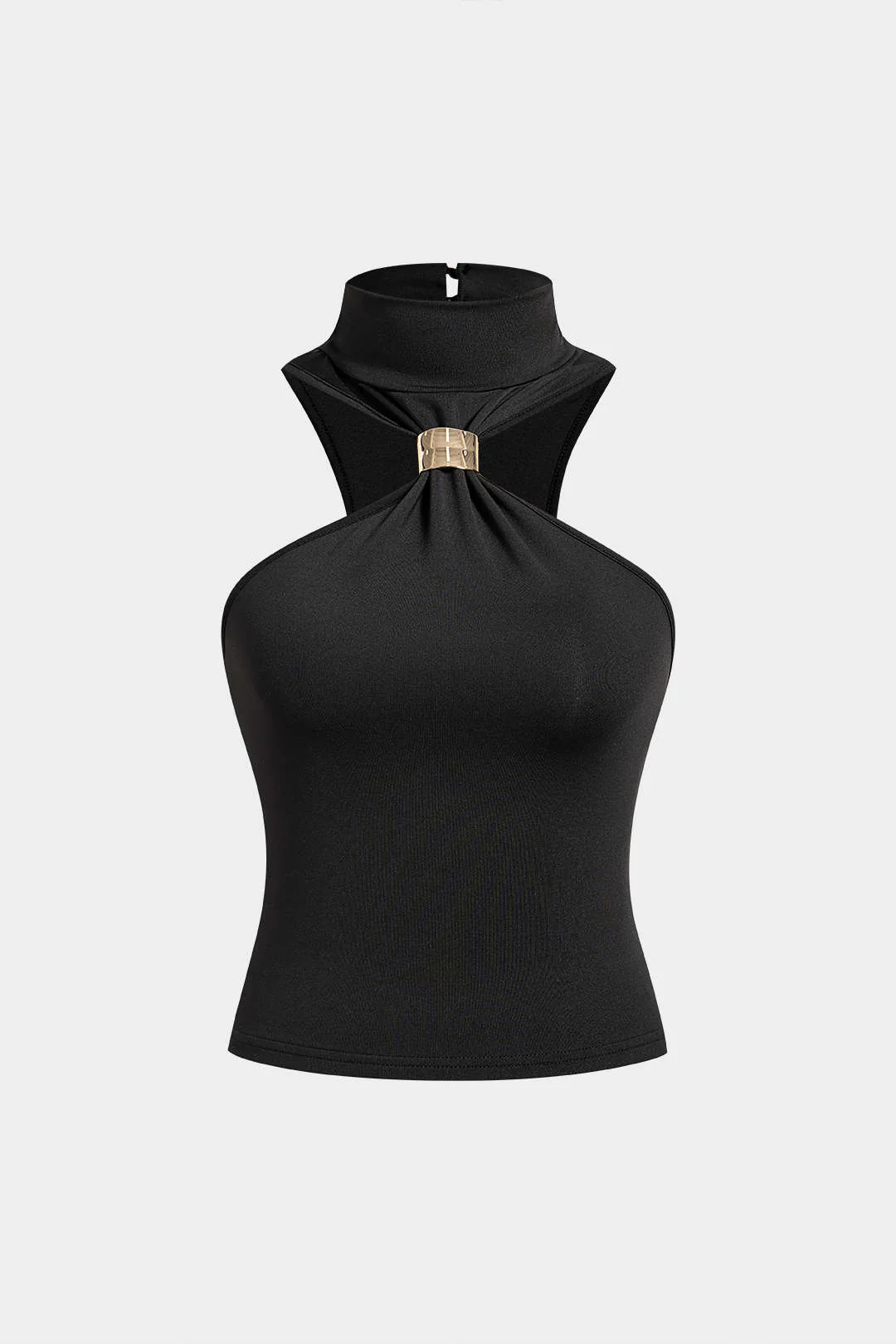 Mock Neck Metallic Tank Top - Weenar