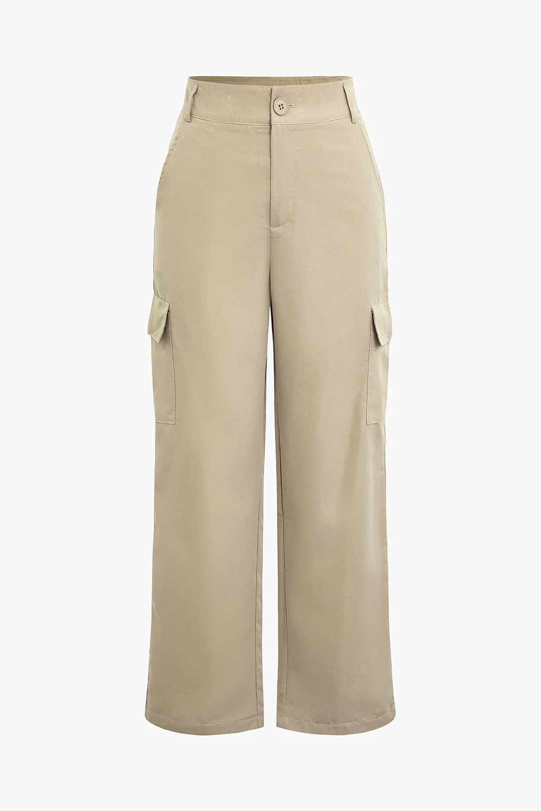 Solid Pocket High-Waisted Pants - Weenar