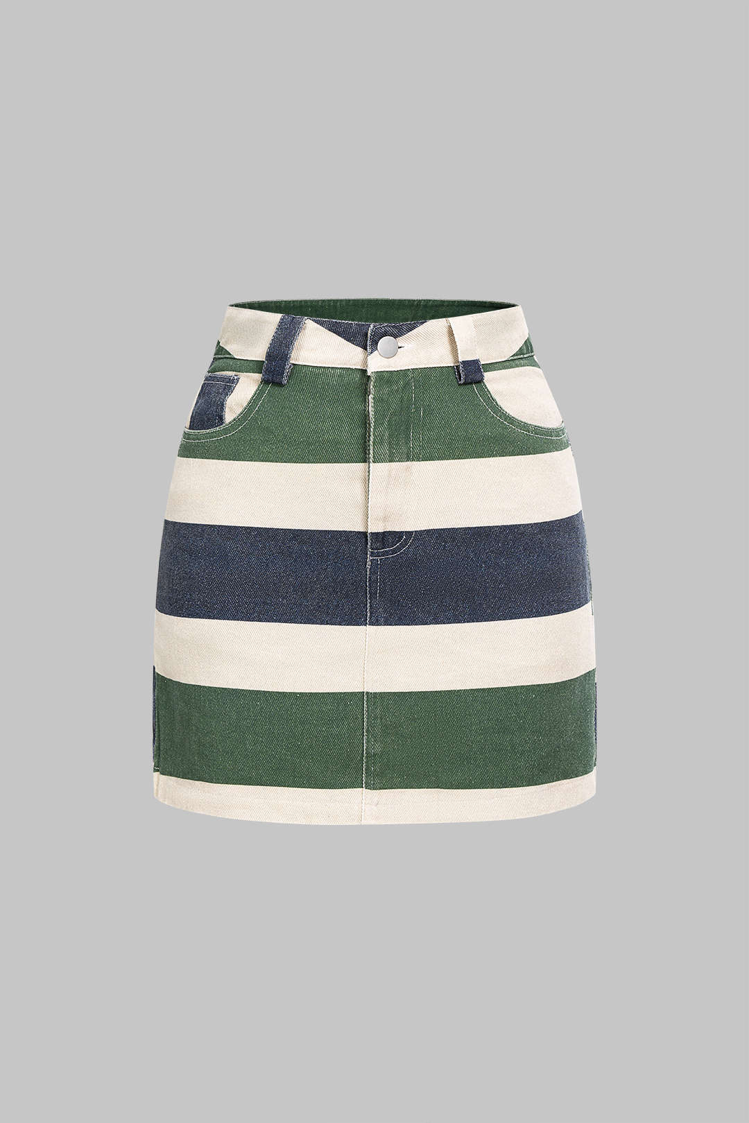 Striped Pocket High Waist Skirt - Weenar