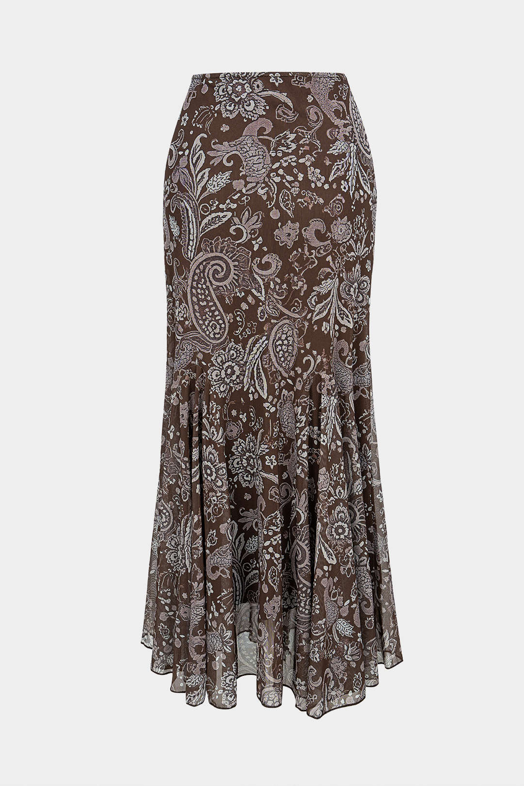 Retro Floral Print Low Waist Irregular Hem Skirt - Weenar