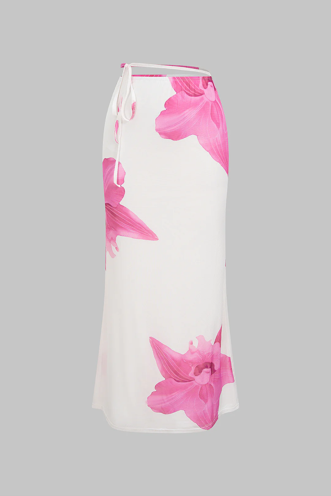 Floral Print Mesh Tie-Up Skirt - Weenar