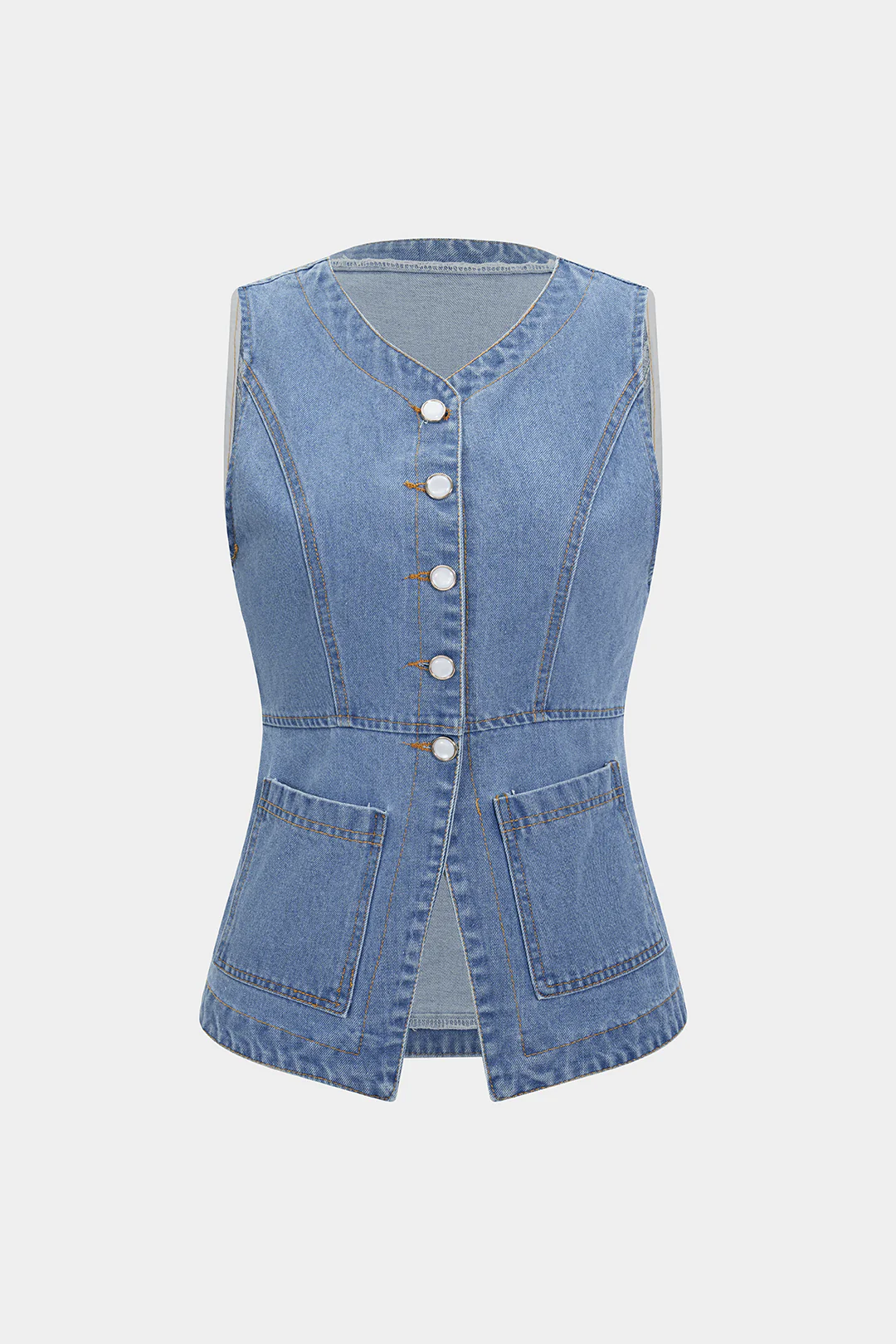 Denim Button Pocket Vest - Weenar