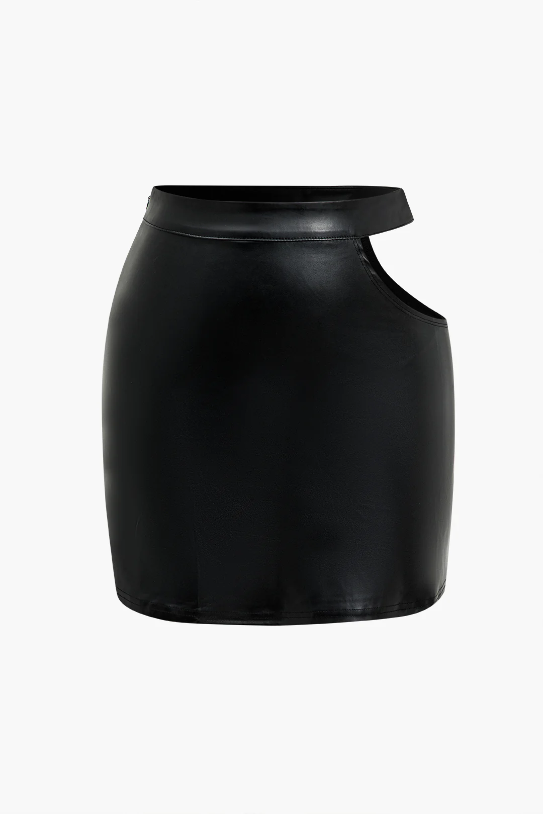 Faux Leather Cut Out Skirt - Weenar