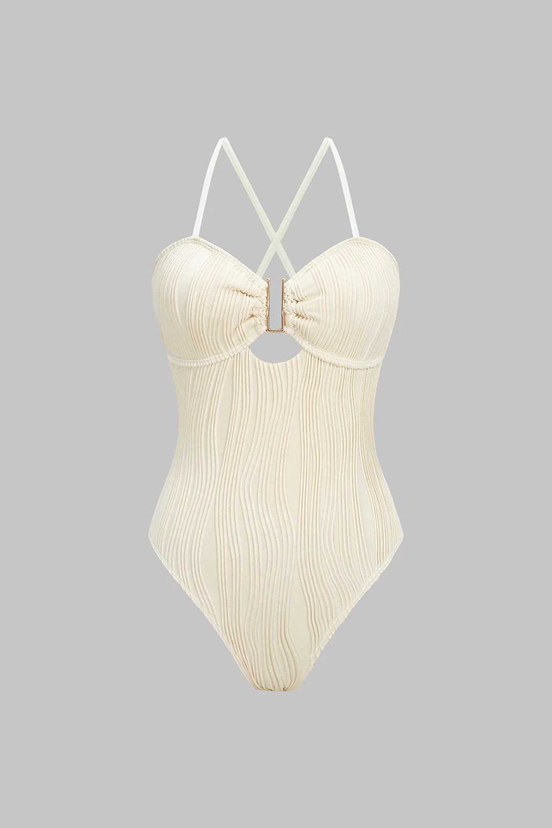 Metallic Decor Crossed Swimsuit - Weenar