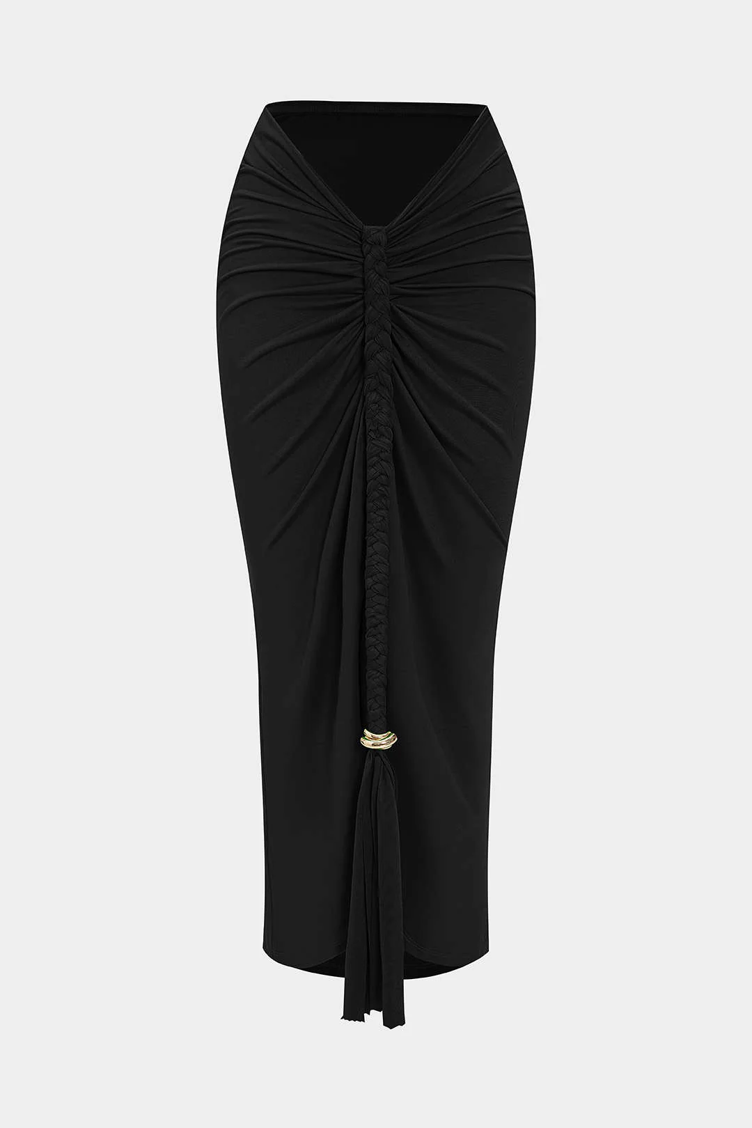 Metallic Decor Braided Ruched Skirt - Weenar