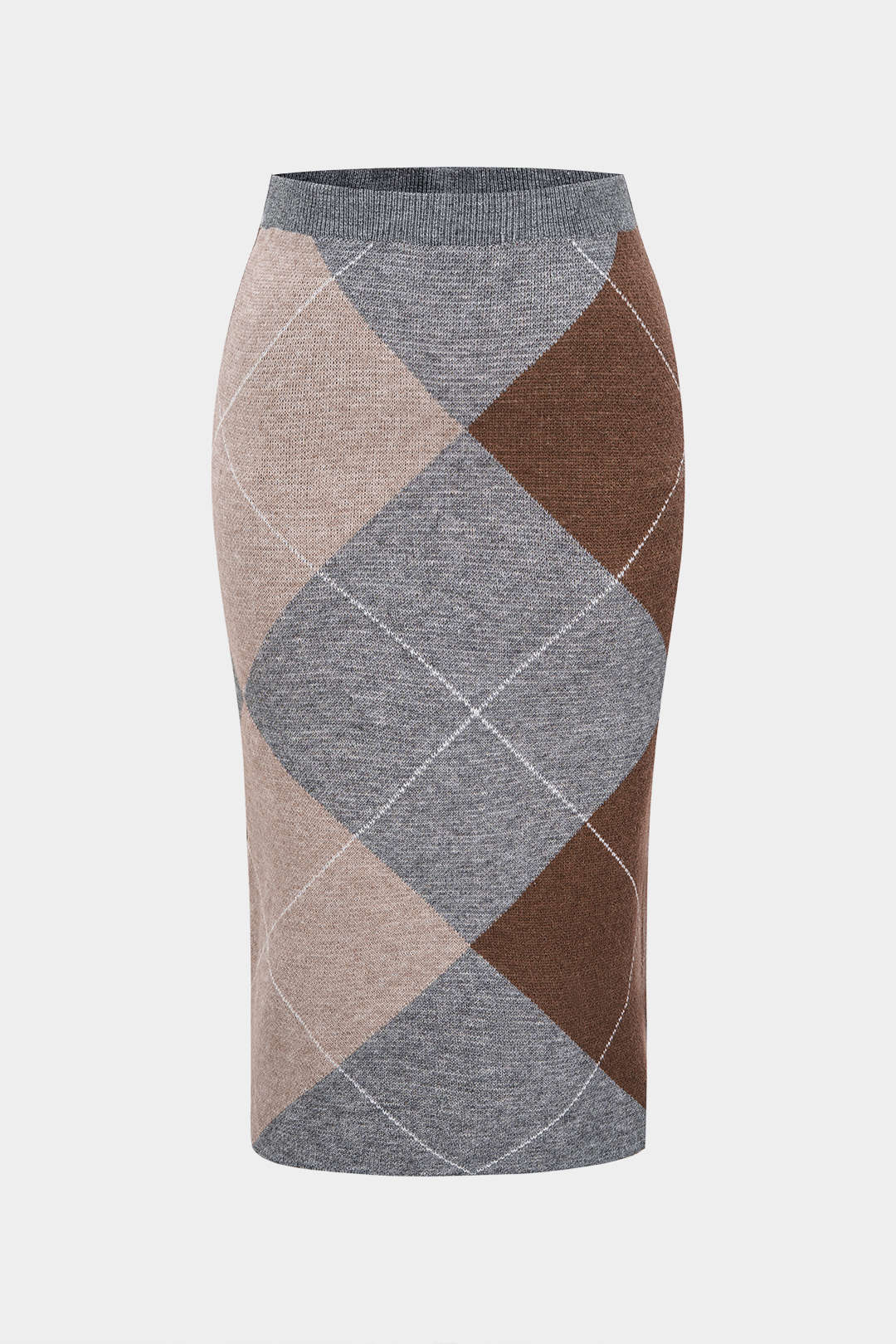 Plus Size Knit Contrast Plaid Print Skirt - Weenar