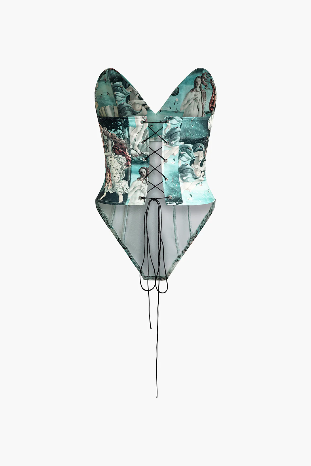 Shell Print Tie Up Sleeveless Bodysuit - Weenar