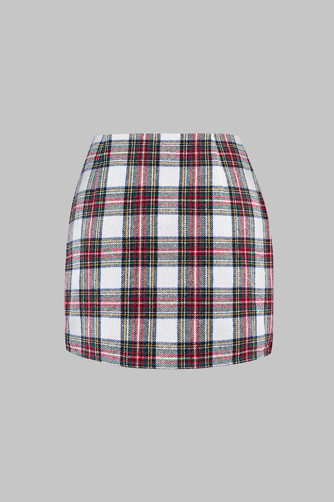 Contrast Plaid Print Asymmetrical High Waist Mini Skirt - Weenar