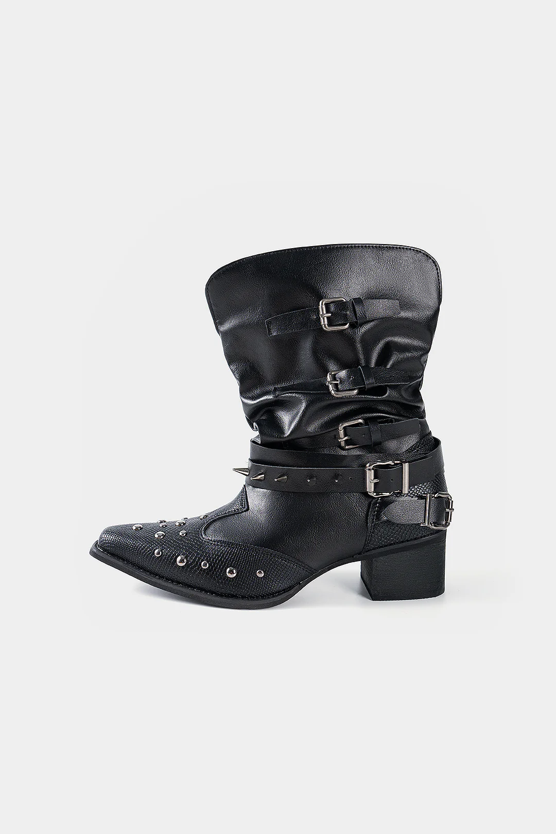 Studded Pointed Ankle Boots - Weenar