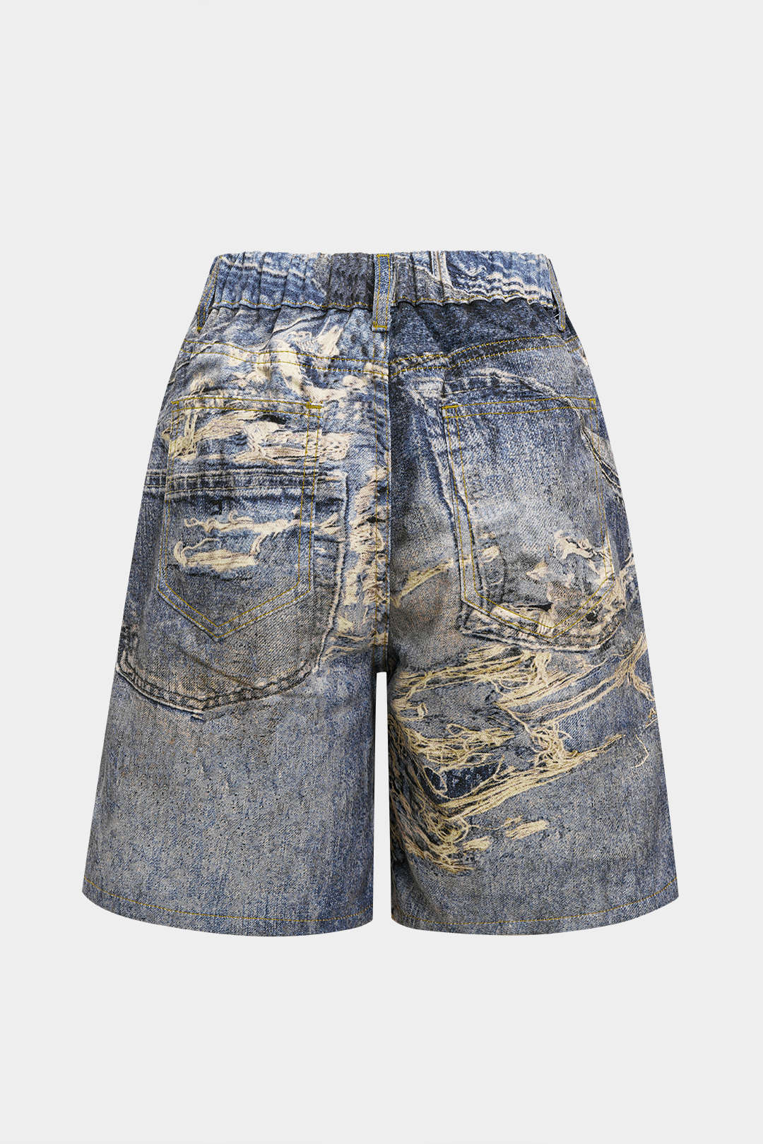 Illusion Pattern Denim Print Shorts - Weenar