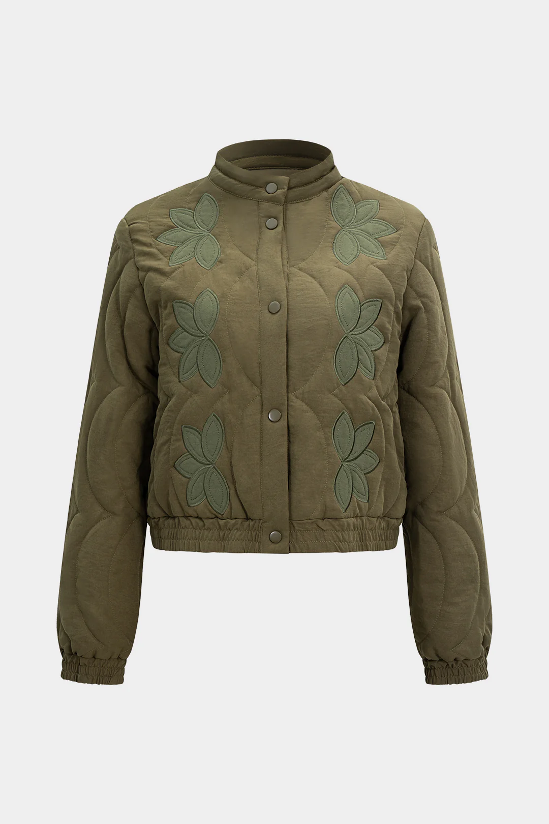 Embroidery Stand Collar Seamdetail Puffer - Weenar