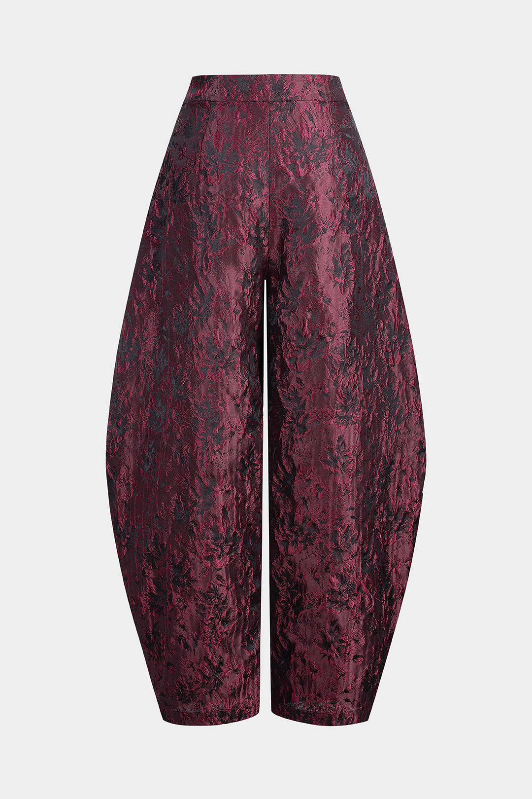 Floral Print Jacquard Zipper Wide Leg Pants - Weenar