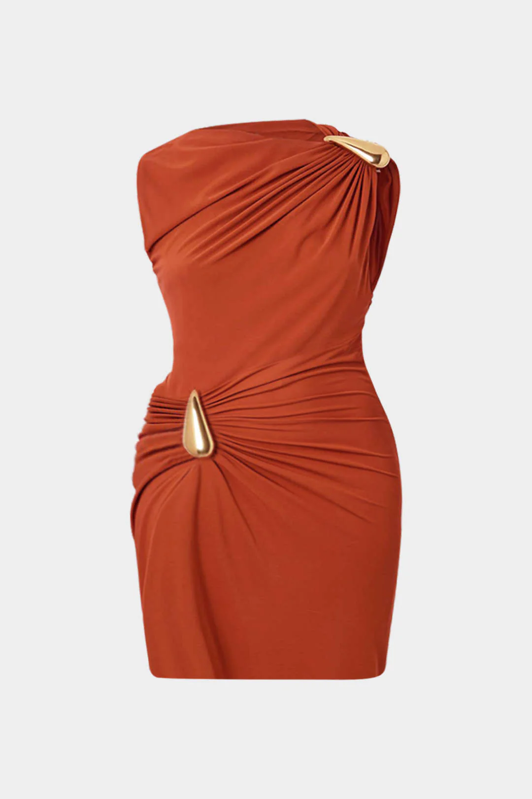 Plus Size Ruched Metallic Decor Sleeveless Mini Dress - Weenar