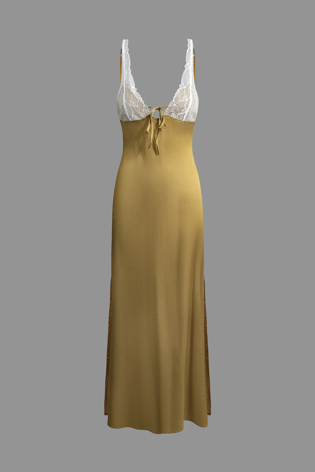 Lace Decor Hollow Out Side Slit Sleeveless Maxi Dress - Weenar