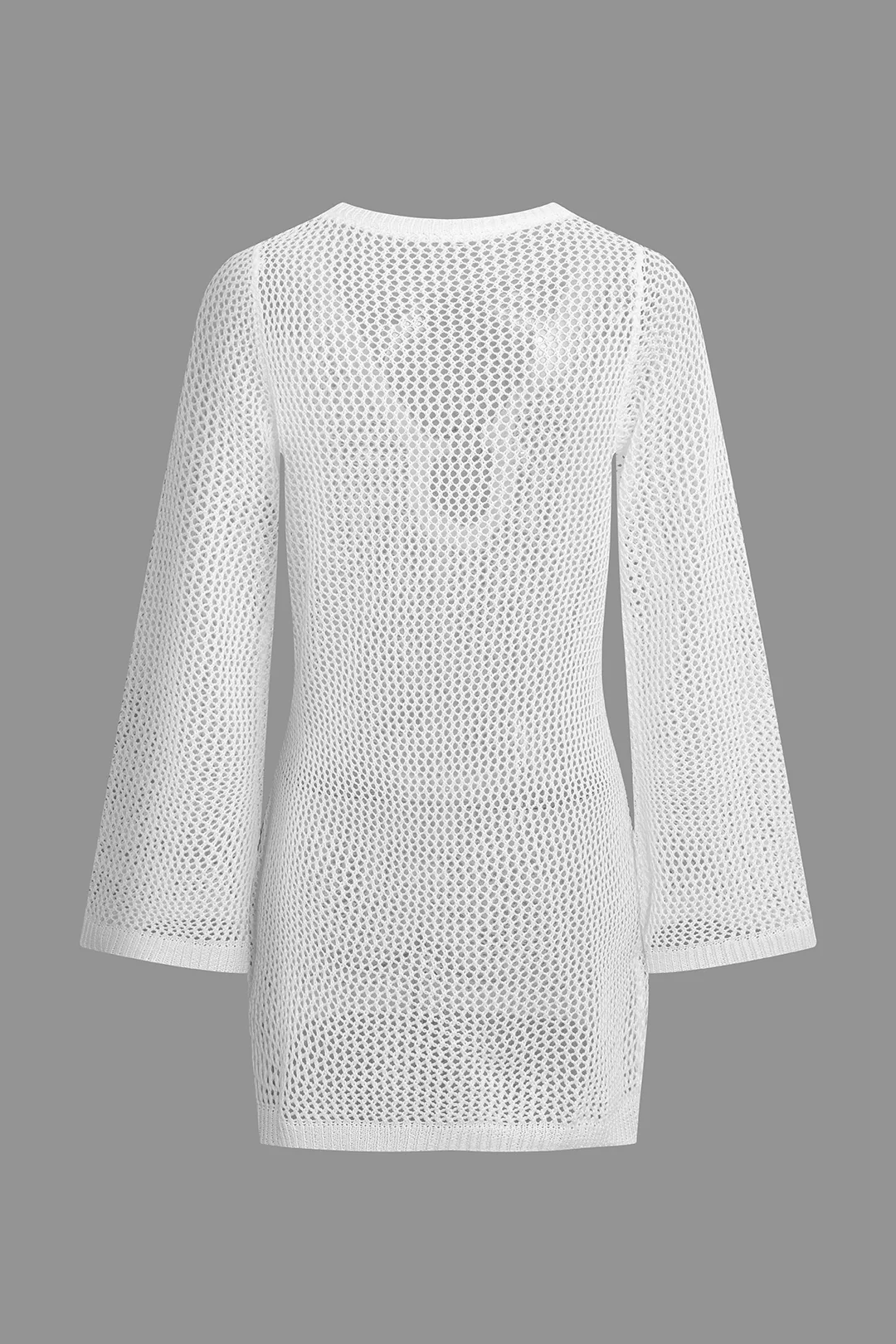 Knit Hollow Out Long Sleeve Dress - Weenar
