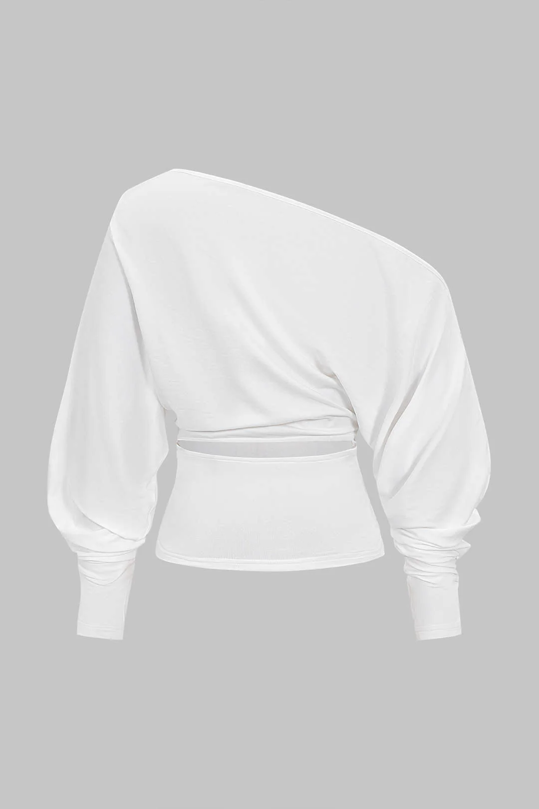 Cut Out One Shoulder Ruched Long Sleeve T-Shirt - Weenar