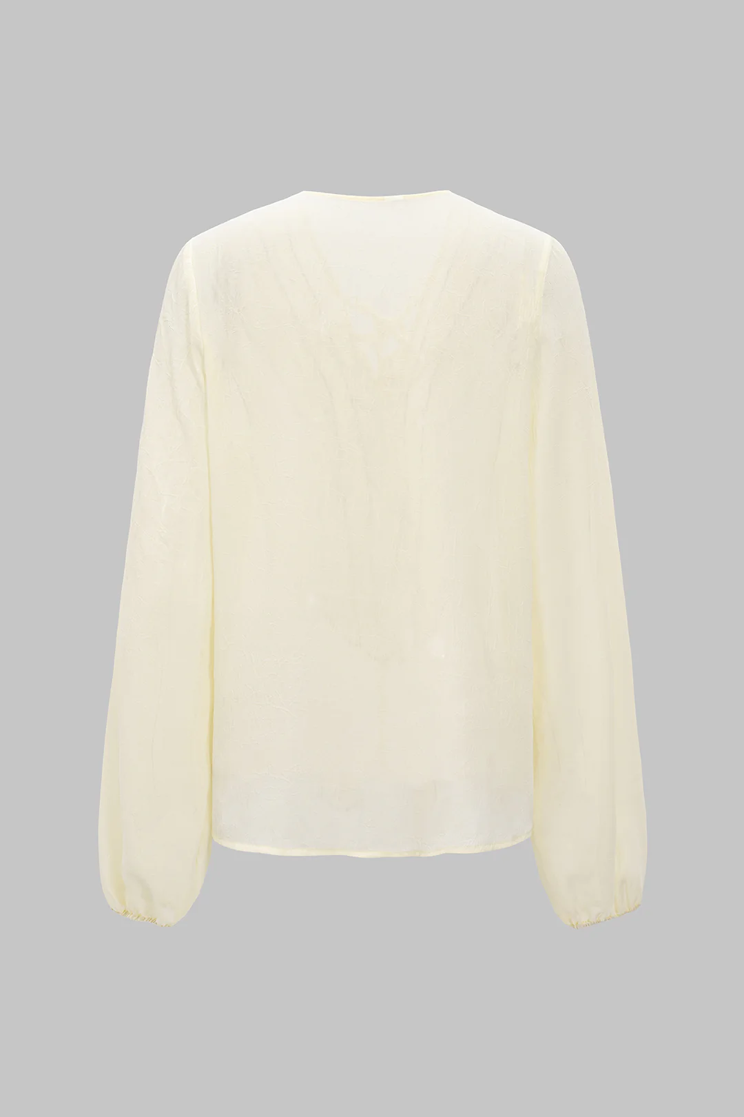 Chiffon Scallop Edge Tie Up Long-Sleeve Shirt - Weenar