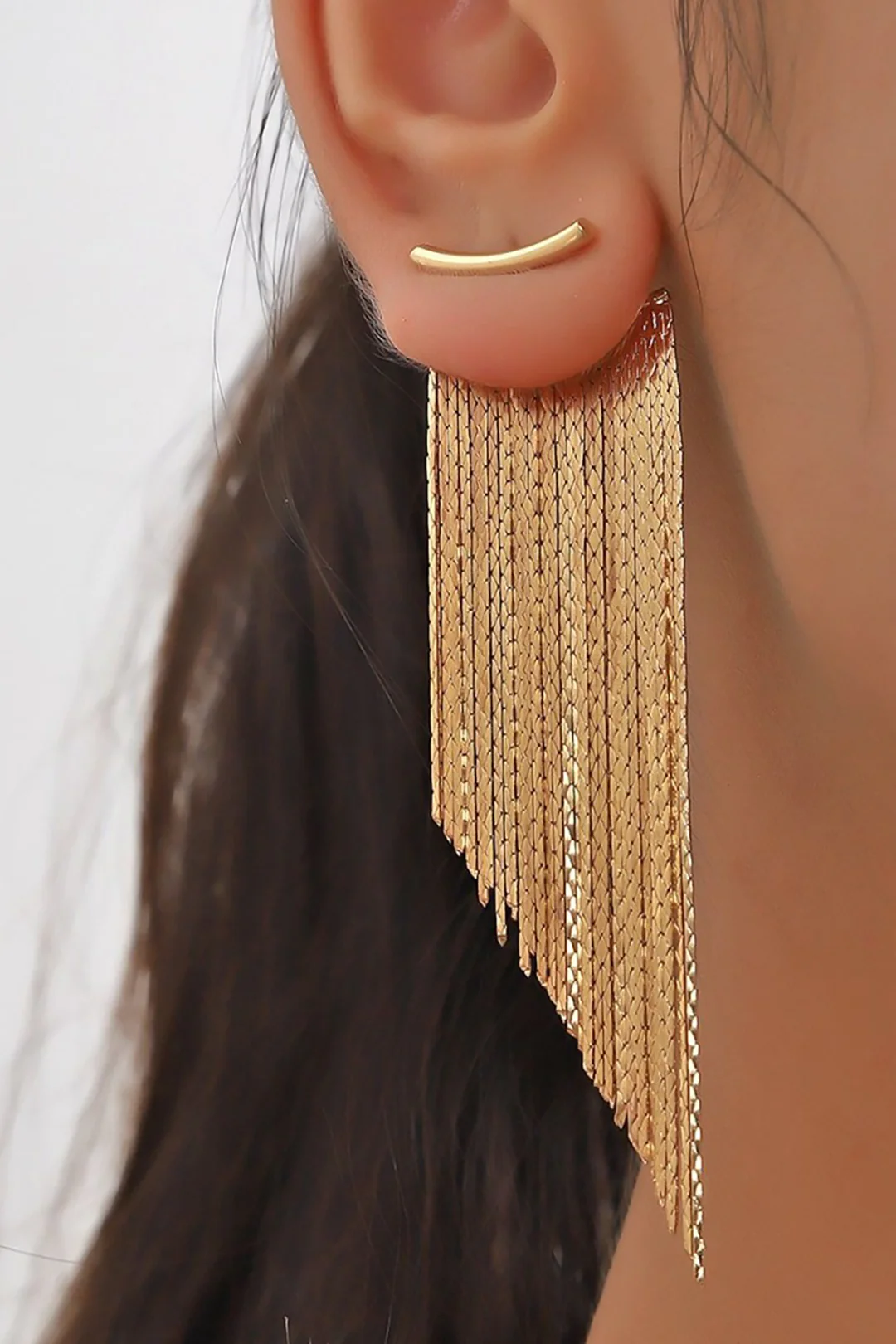 Asymmetrical Metal Fringe Earrings - Weenar